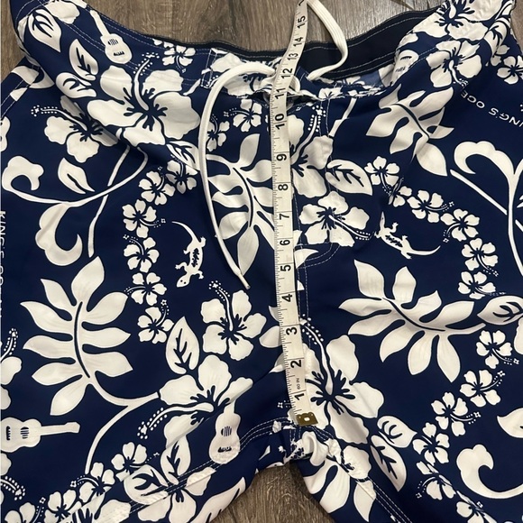 Hawaiian Print Men's Swim Trunks Board Shorts Guitar Gecko Floral Vacation Sz 38 - Picture 7 of 9